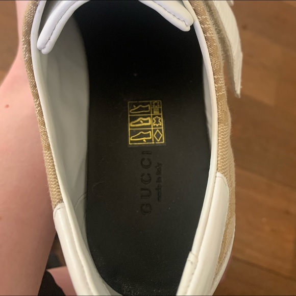 Gucci White-Beige GG Canvas and Leather Velcro Sneakers - Picture 5 of 5